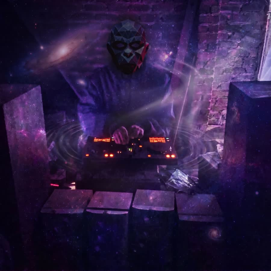 PsyMonkEY behind the decks at a celebration