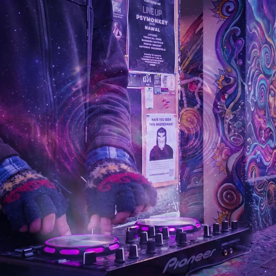 PsyMonkEY set with the Andes mountains in the background